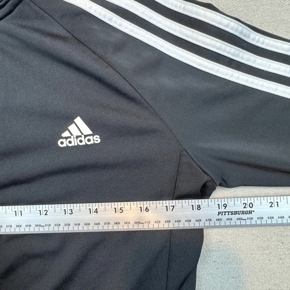 Adidas Mens Track Jacket Size Medium Black White 3-Stripe Full Zip Mock Neck